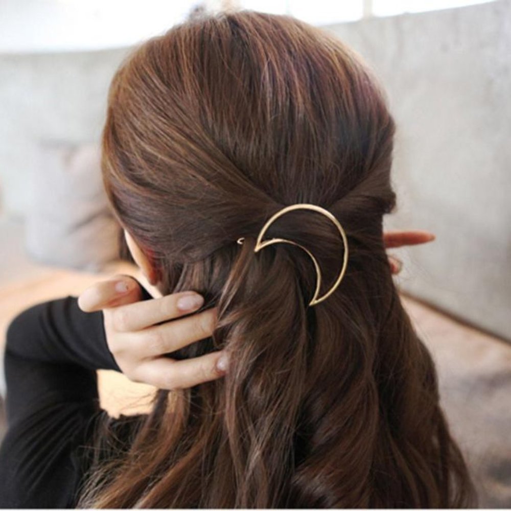 Boho "Moon Phase" Minimalist Crescent Hair Clip - Picture 4 of 11